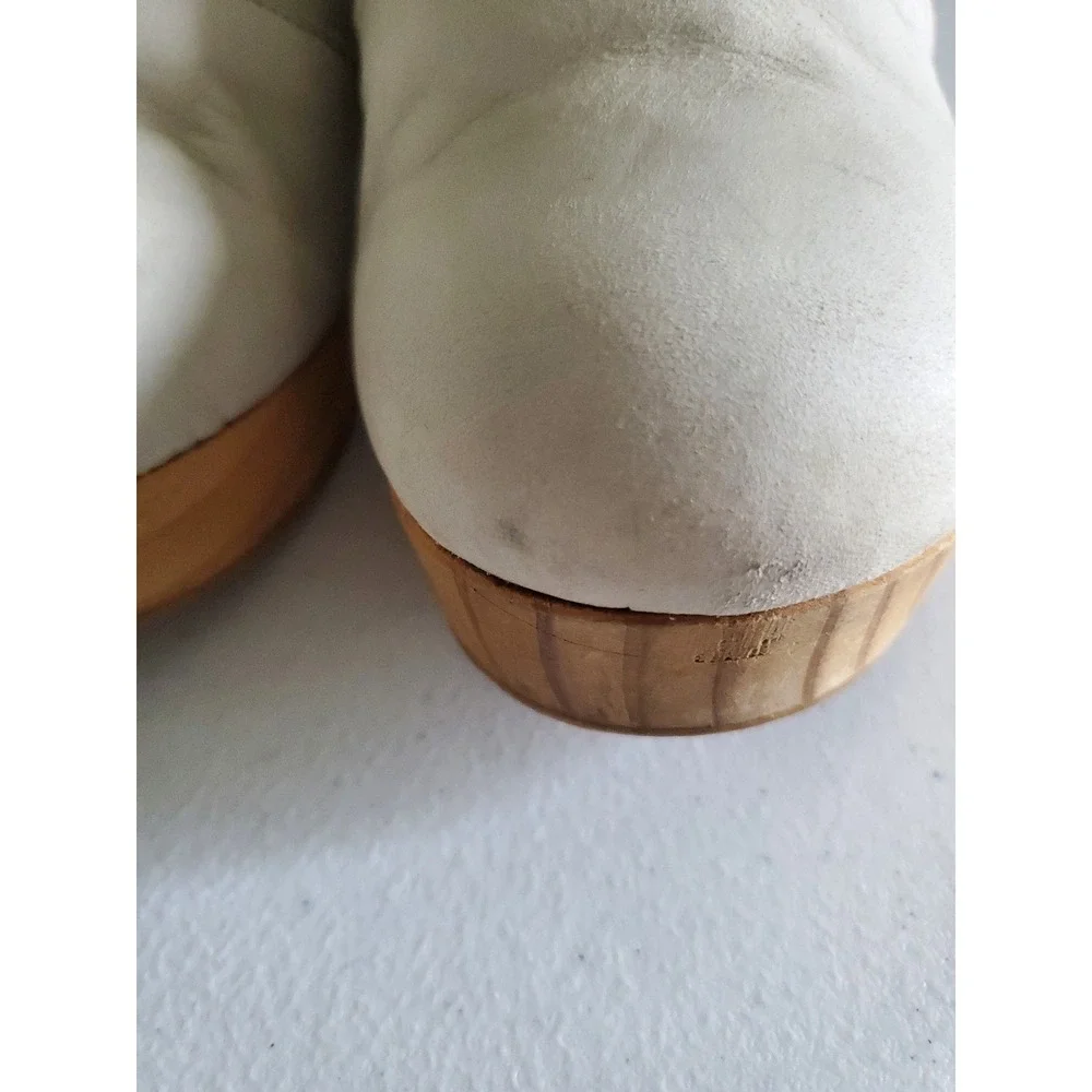 Free People Amber Orchard Clogs Boots‎ White Leather Wood Platform Heel Size 40